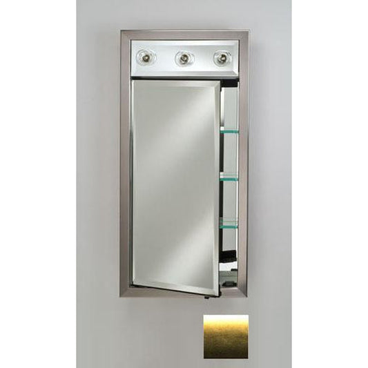 Afina Signature 17" x 30" Brushed Satin Gold Recessed Left Hinged Single Door Medicine Cabinet With Contemporary Lights