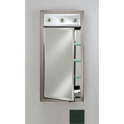 Afina Signature 17" x 30" Colorgrain Green Recessed Right Hinged Single Door Medicine Cabinet With Contemporary Lights