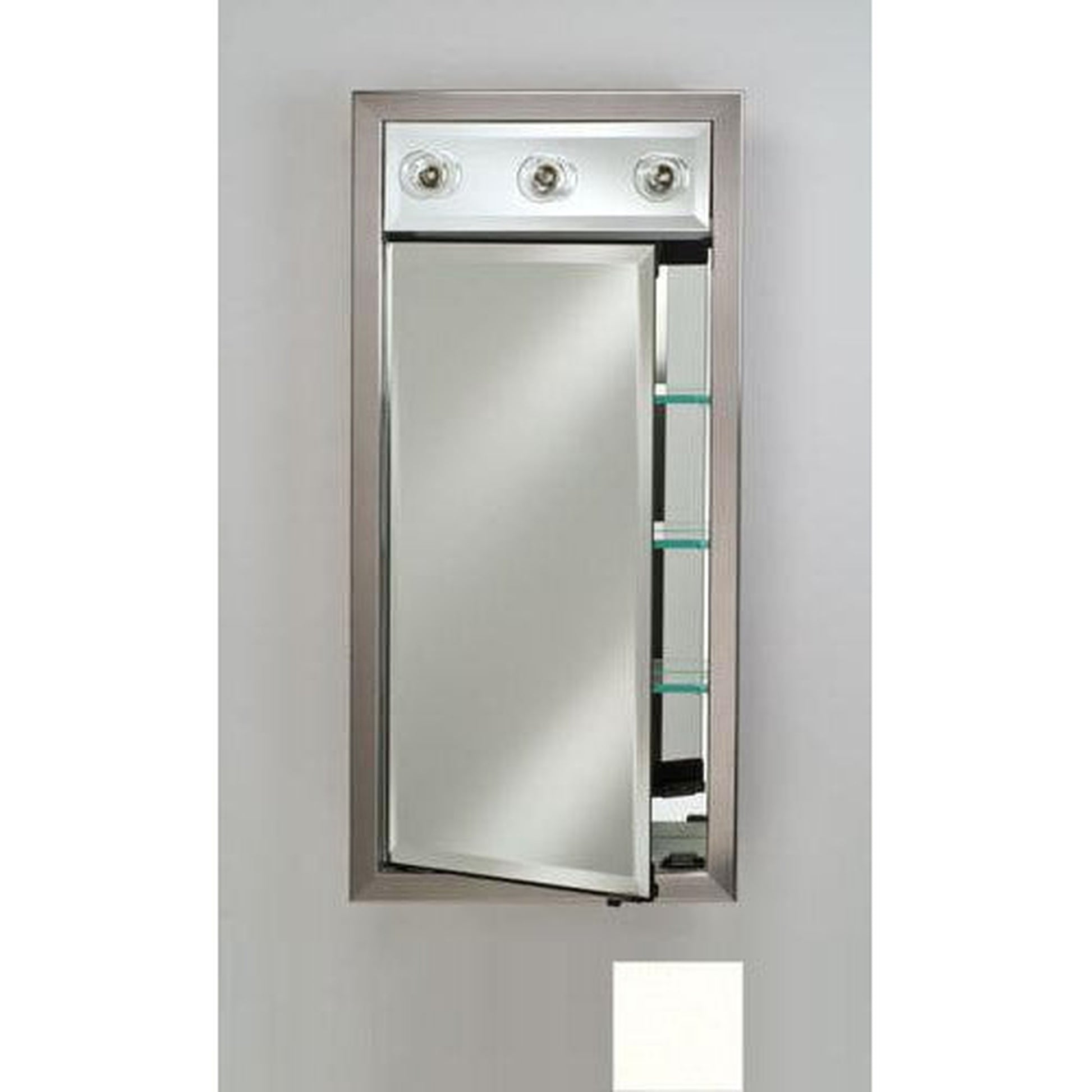 Afina Signature 17" x 30" Colorgrain White Recessed Left Hinged Single Door Medicine Cabinet With Contemporary Lights