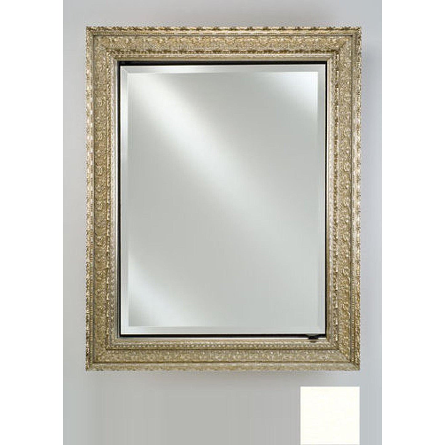 Afina Signature 17" x 30" Colorgrain White Recessed Reversible Hinged Single Door Medicine Cabinet With Beveled Edge Mirror