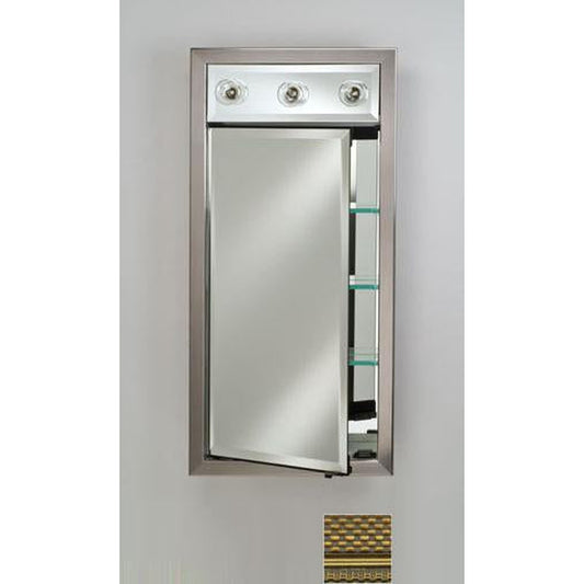 Afina Signature 17" x 30" Elegance Antique Gold Recessed Left Hinged Single Door Medicine Cabinet With Contemporary Lights