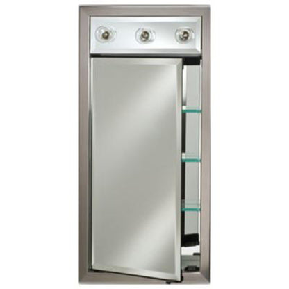 Afina Signature 17" x 30" Polished Glimmer-Flat Recessed Left Hinged Single Door Medicine Cabinet With Contemporary Lights