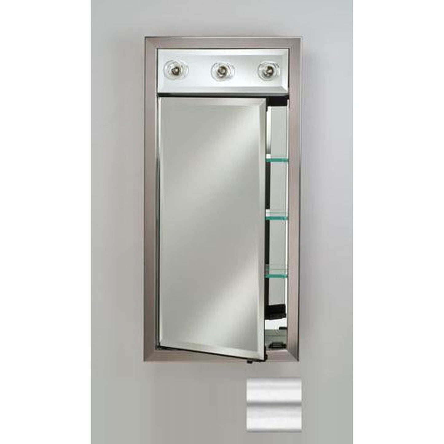 Afina Signature 17" x 30" Soho Fluted Chrome Recessed Left Hinged Single Door Medicine Cabinet With Contemporary Lights