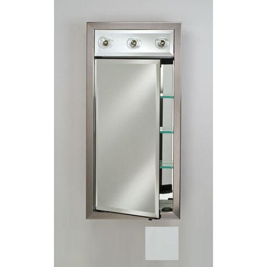 Afina Signature 17" x 30" Soho Satin White Recessed Left Hinged Single Door Medicine Cabinet With Contemporary Lights