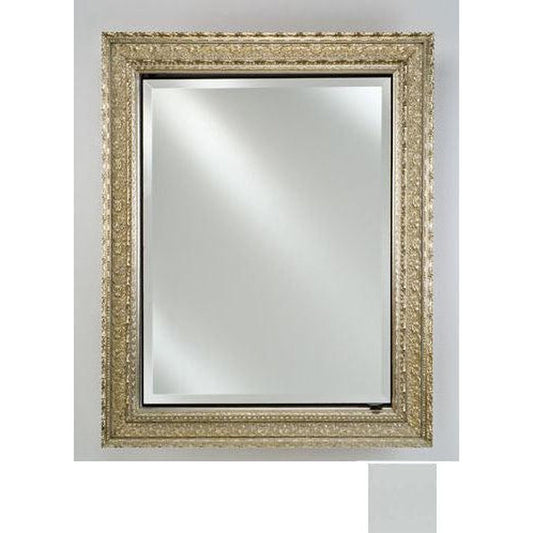 Afina Signature 17" x 30" Soho Satin White Recessed Reversible Hinged Single Door Medicine Cabinet With Beveled Edge Mirror