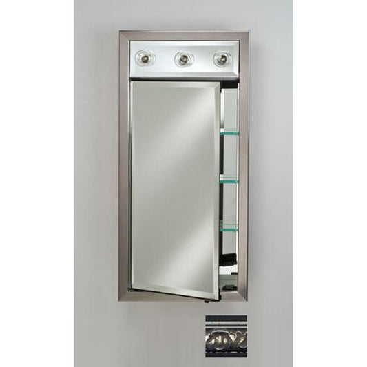 Afina Signature 17" x 30" Valencia Antique Silver Recessed Right Hinged Single Door Medicine Cabinet With Contemporary Lights