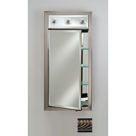 Afina Signature 17" x 30" Versailles Antique Pewter Recessed Left Hinged Single Door Medicine Cabinet With Contemporary Lights
