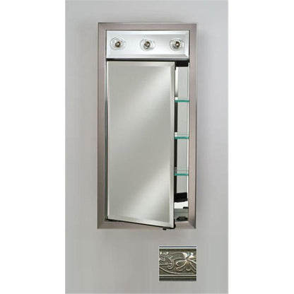 Afina Signature 17" x 34" Aristocrat Antique Silver Recessed Right Hinged Single Door Medicine Cabinet With Contemporary Lights