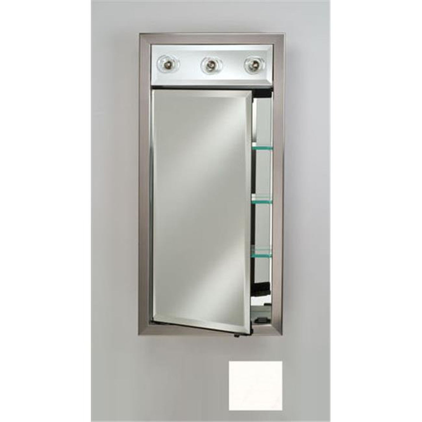 Afina Signature 17" x 34" Arlington White Recessed Left Hinged Single Door Medicine Cabinet With Contemporary Lights