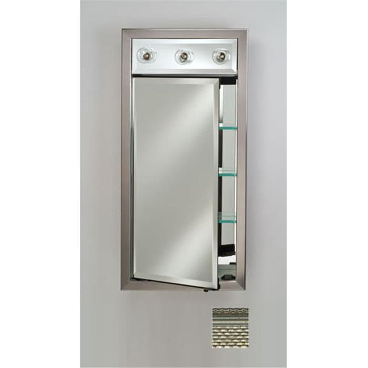 Afina Signature 17" x 34" Elegance Antique Silver Recessed Left Hinged Single Door Medicine Cabinet With Contemporary Lights