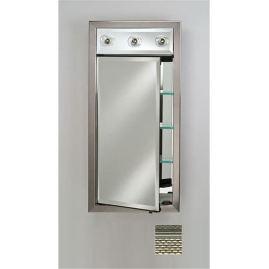 Afina Signature 17" x 34" Elegance Antique Silver Recessed Right Hinged Single Door Medicine Cabinet With Contemporary Lights