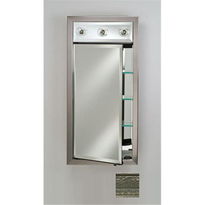 Afina Signature 17" x 34" Regal Antique Silver Recessed Left Hinged Single Door Medicine Cabinet With Contemporary Lights