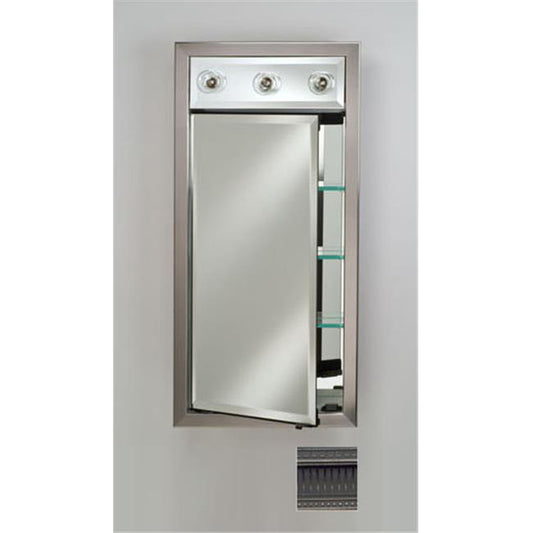 Afina Signature 17" x 34" Roman Antique Pewter Recessed Left Hinged Single Door Medicine Cabinet With Contemporary Lights