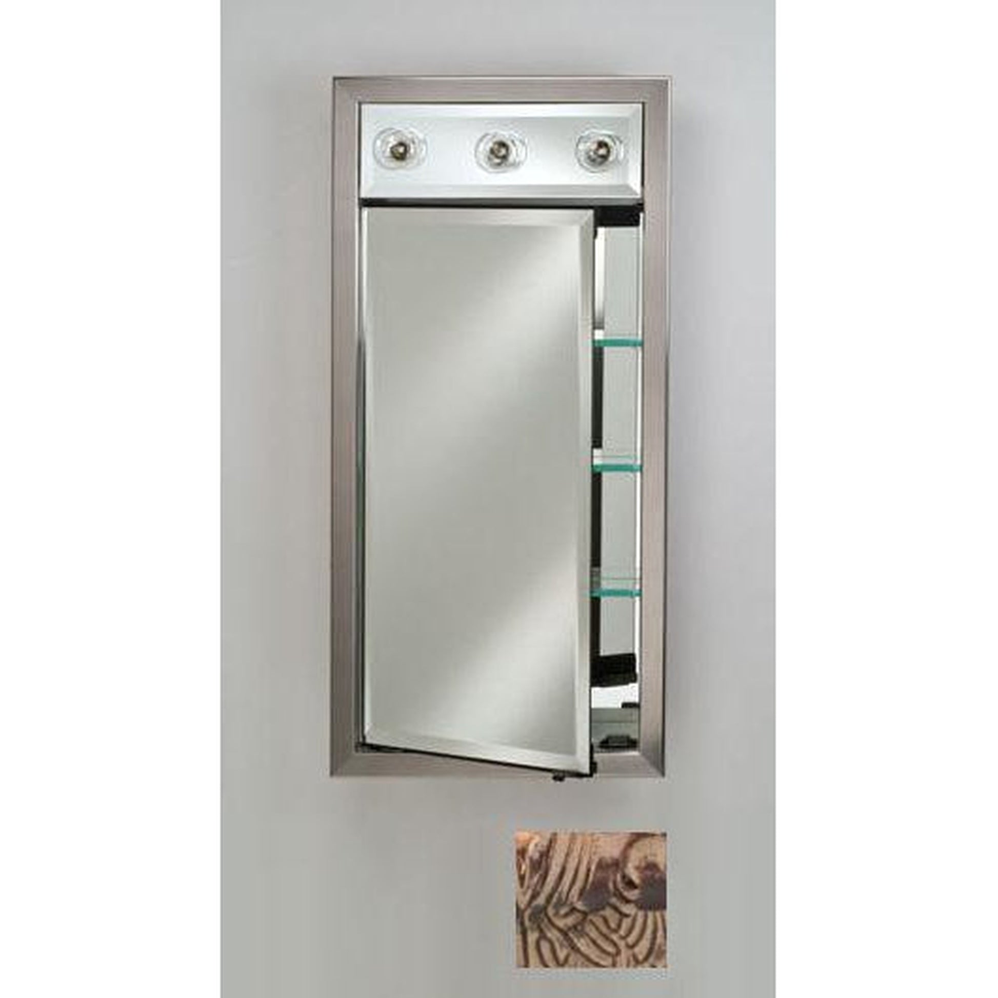 Afina Signature 17" x 34" Siena Antique Oiled Bronze Recessed Right Hinged Single Door Medicine Cabinet With Contemporary Lights