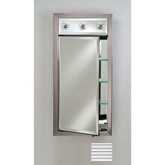 Afina Signature 17" x 34" Soho Fluted Chrome Recessed Right Hinged Single Door Medicine Cabinet With Contemporary Lights