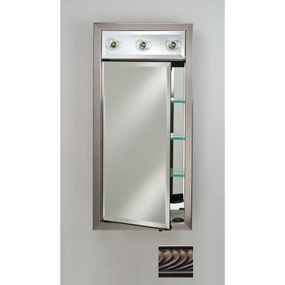 Afina Signature 17" x 34" Versailles Antique Pewter Recessed Left Hinged Single Door Medicine Cabinet With Contemporary Lights