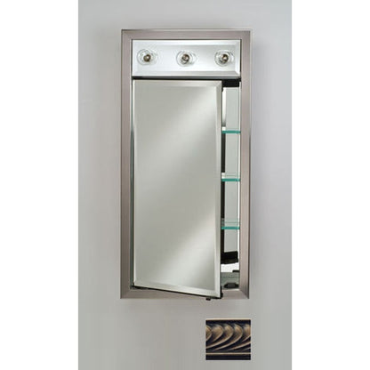 Afina Signature 17" x 34" Versailles Antique Pewter Recessed Right Hinged Single Door Medicine Cabinet With Contemporary Lights