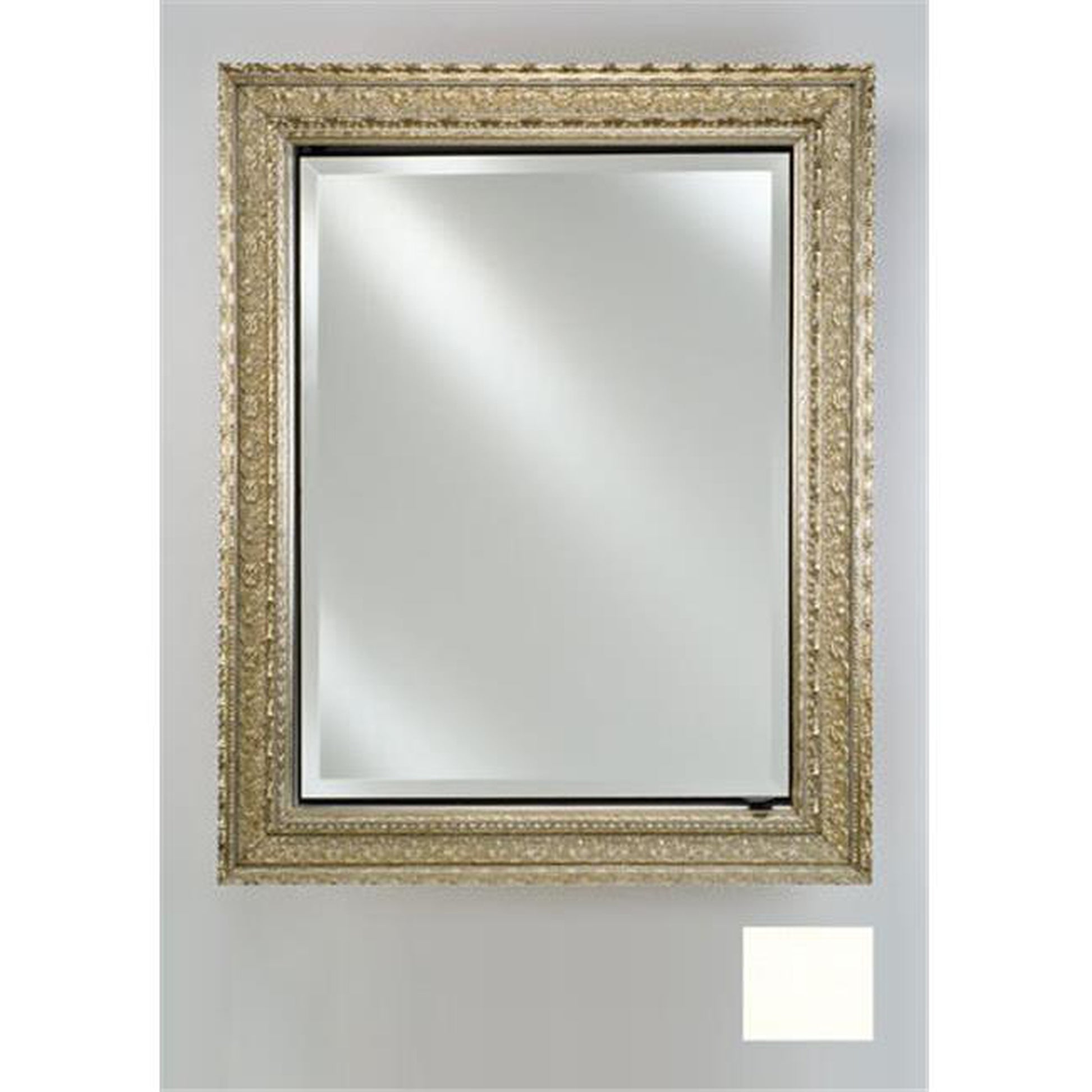 Afina Signature 17" x 36" Colorgrain White Recessed Reversible Hinged Single Door Medicine Cabinet With Beveled Edge Mirror