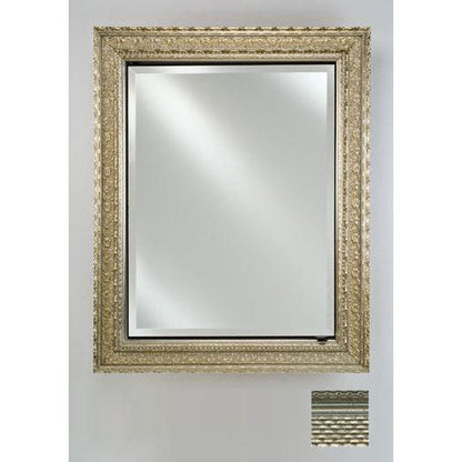 Afina Signature 17" x 36" Elegance Antique Silver Recessed Reversible Hinged Single Door Medicine Cabinet With Beveled Edge Mirror