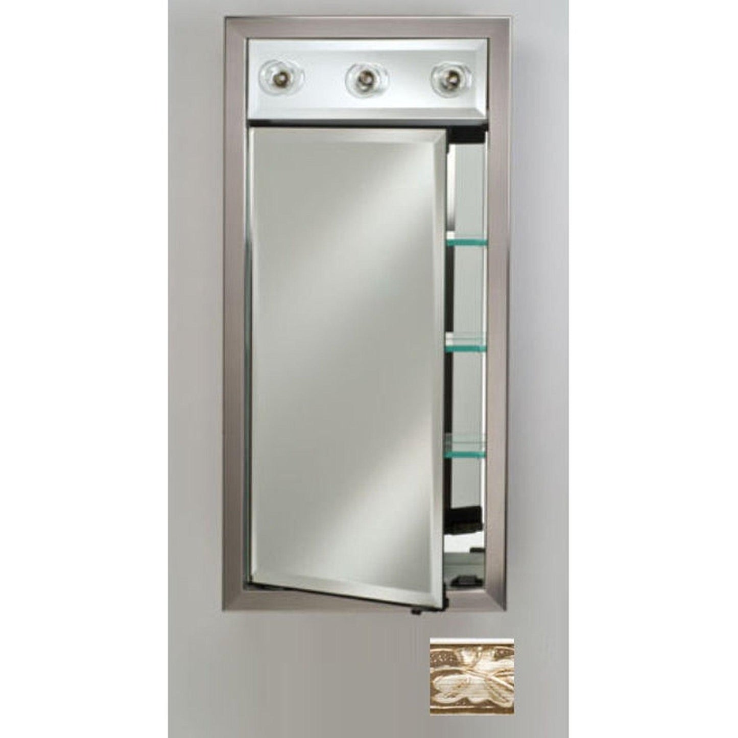 Afina Signature 17" x 40" Aristocrat Antique Silver Recessed Left Hinged Single Door Medicine Cabinet With Contemporary Lights