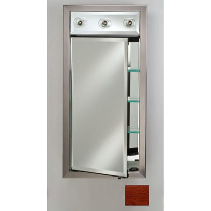 Afina Signature 17" x 40" Arlington Cherry Recessed Right Hinged Single Door Medicine Cabinet With Contemporary Lights