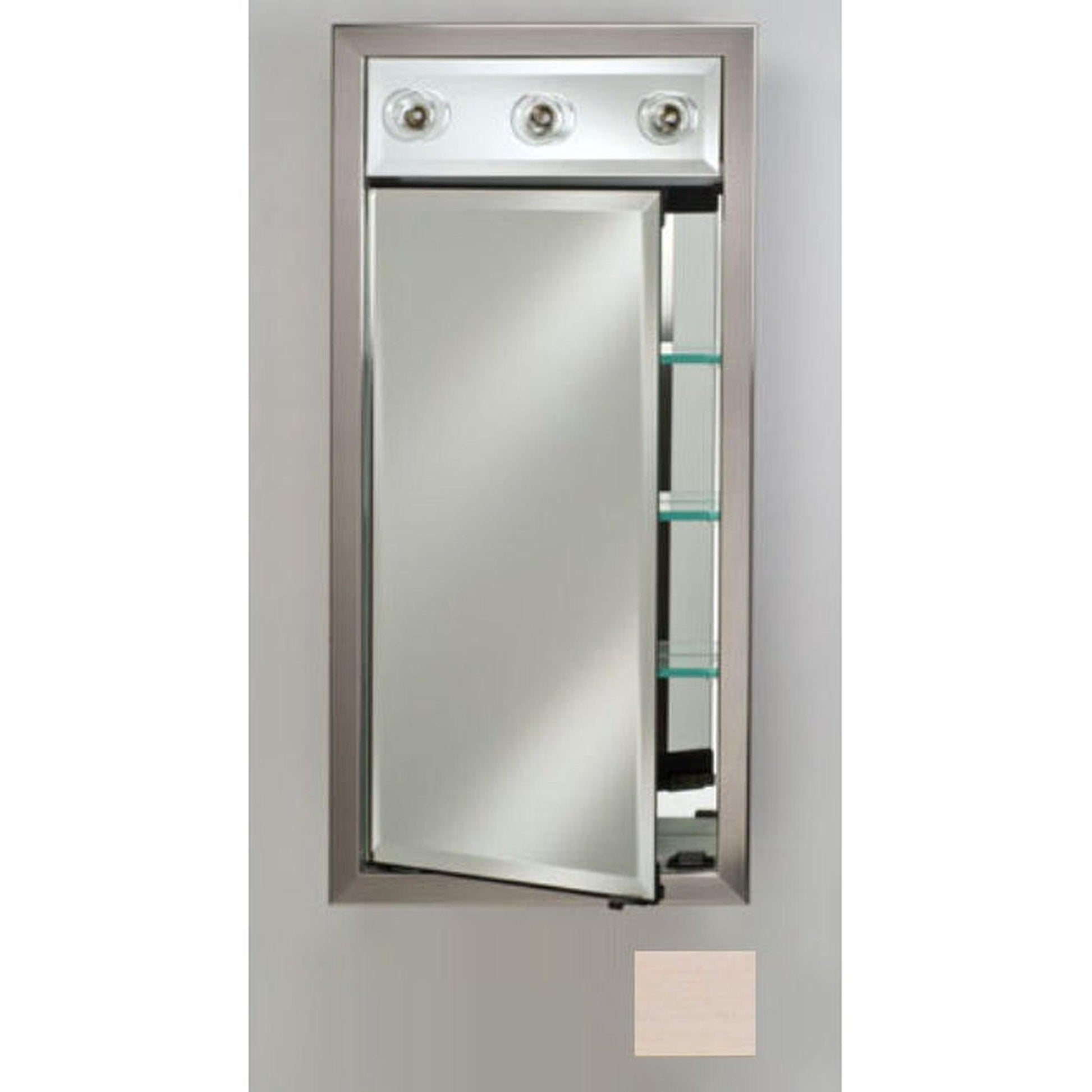 Afina Signature 17" x 40" Arlington Pickled Recessed Right Hinged Single Door Medicine Cabinet With Contemporary Lights