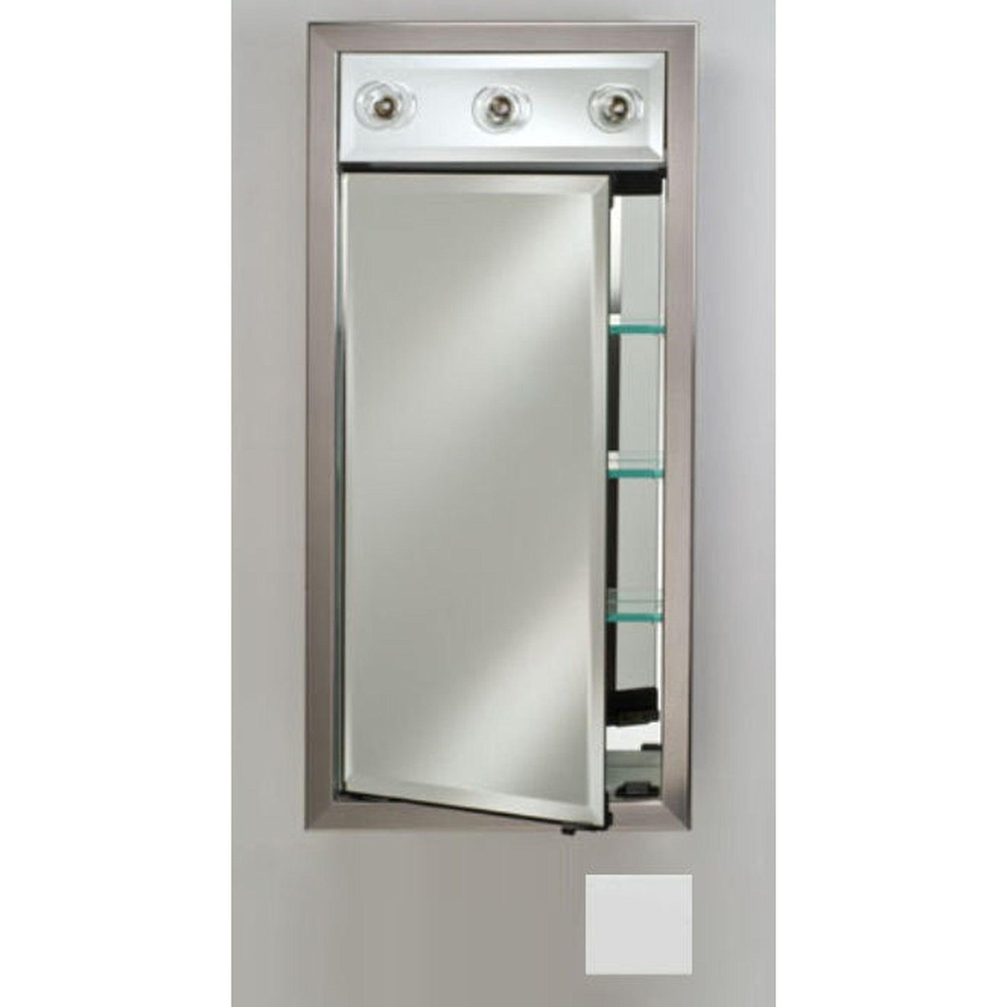 Afina Signature 17" x 40" Arlington White Recessed Left Hinged Single Door Medicine Cabinet With Contemporary Lights