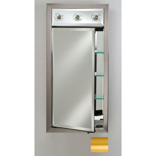 Afina Signature 17" x 40" Brushed Satin Gold Recessed Left Hinged Single Door Medicine Cabinet With Contemporary Lights