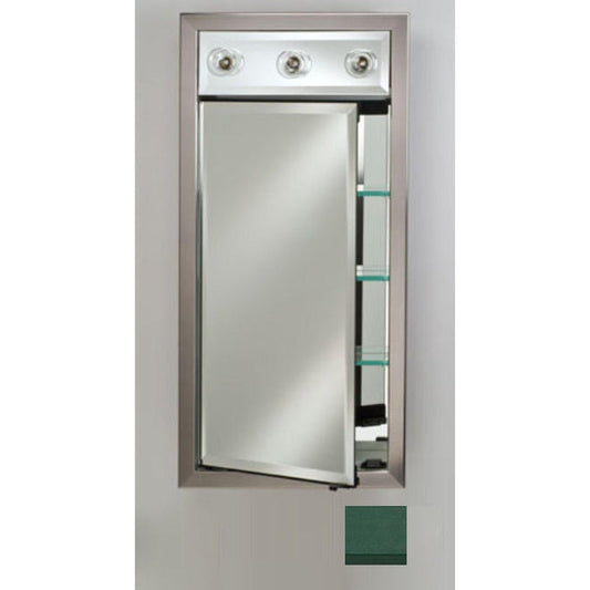 Afina Signature 17" x 40" Colorgrain Green Recessed Left Hinged Single Door Medicine Cabinet With Contemporary Lights