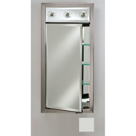 Afina Signature 17" x 40" Colorgrain White Recessed Left Hinged Single Door Medicine Cabinet With Contemporary Lights
