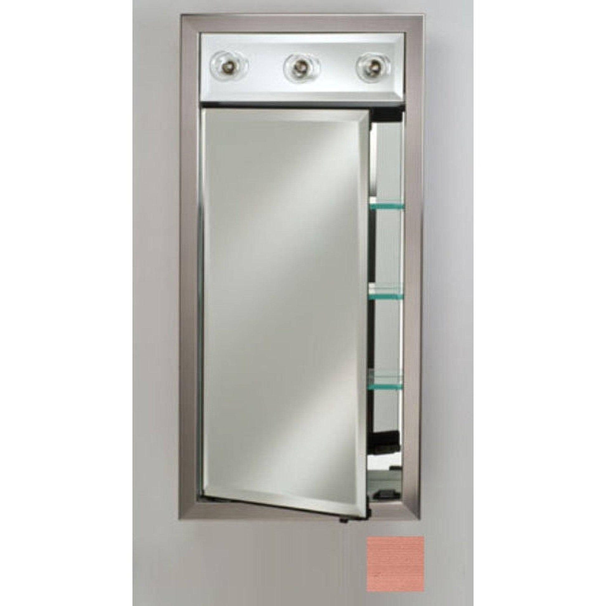 Afina Signature 17" x 40" Soho Brushed Bronze Recessed Left Hinged Single Door Medicine Cabinet With Contemporary Lights