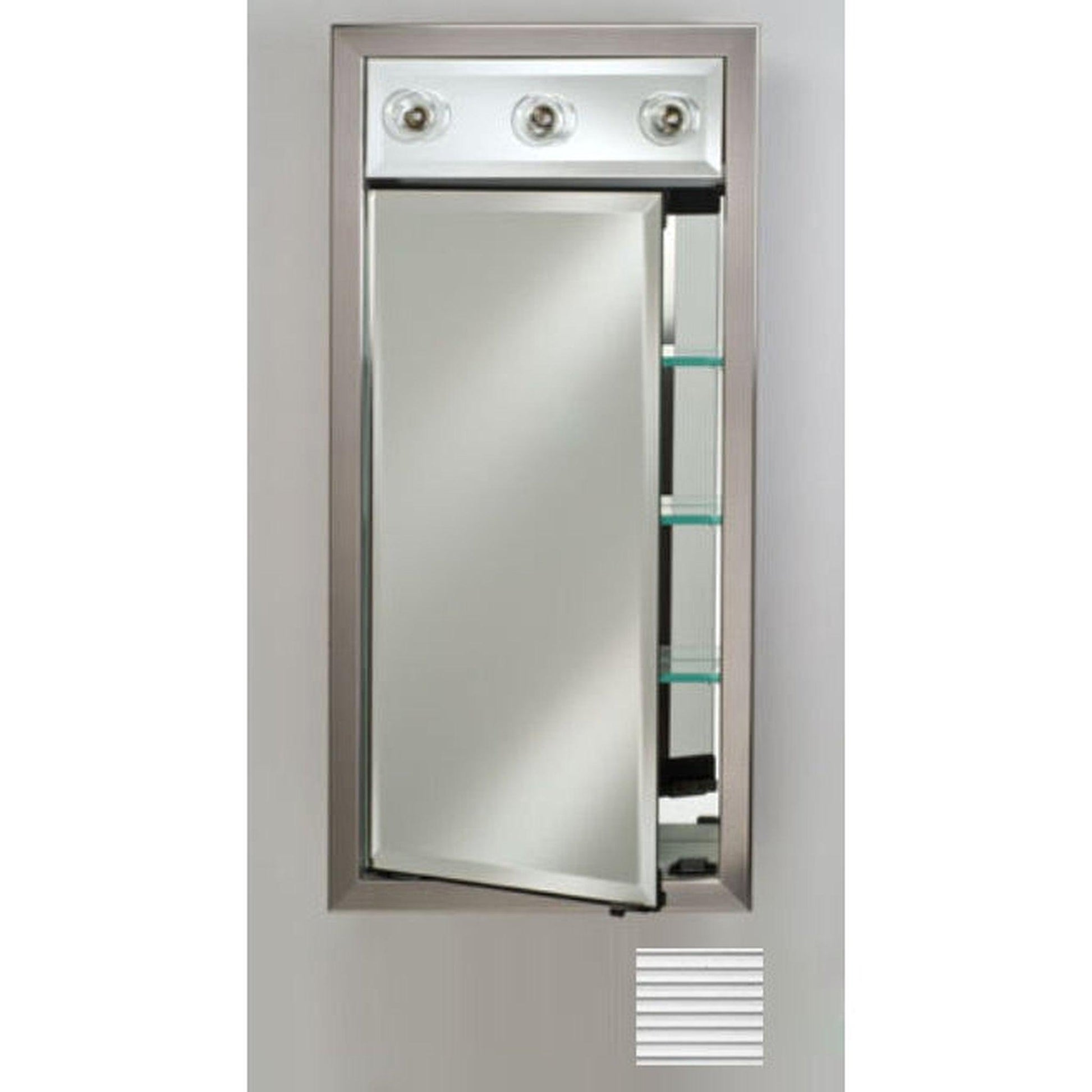 Afina Signature 17" x 40" Soho Fluted Chrome Recessed Left Hinged Single Door Medicine Cabinet With Contemporary Lights