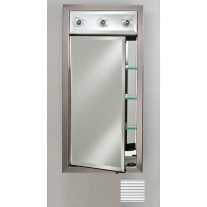 Afina Signature 17" x 40" Soho Fluted Chrome Recessed Right Hinged Single Door Medicine Cabinet With Contemporary Lights