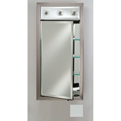 Afina Signature 17" x 40" Soho Satin White Recessed Left Hinged Single Door Medicine Cabinet With Contemporary Lights