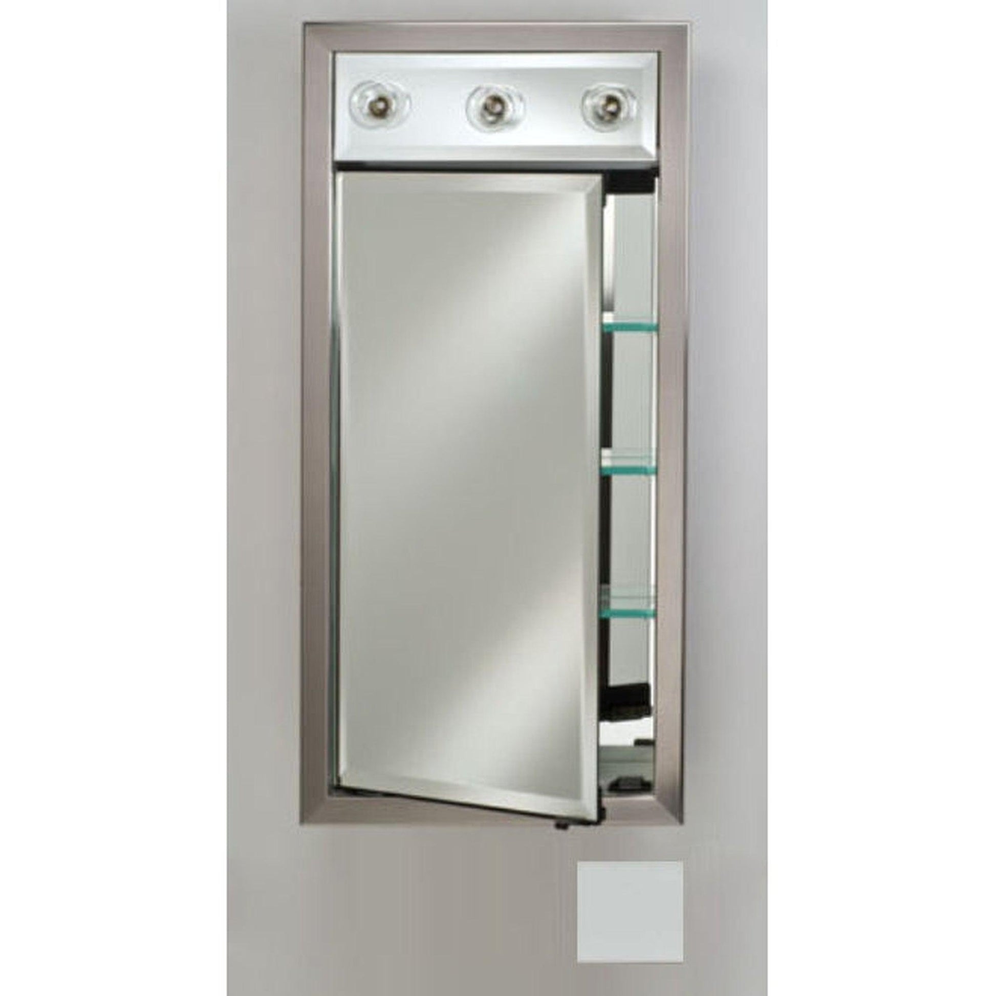 Afina Signature 17" x 40" Soho Satin White Recessed Right Hinged Single Door Medicine Cabinet With Contemporary Lights