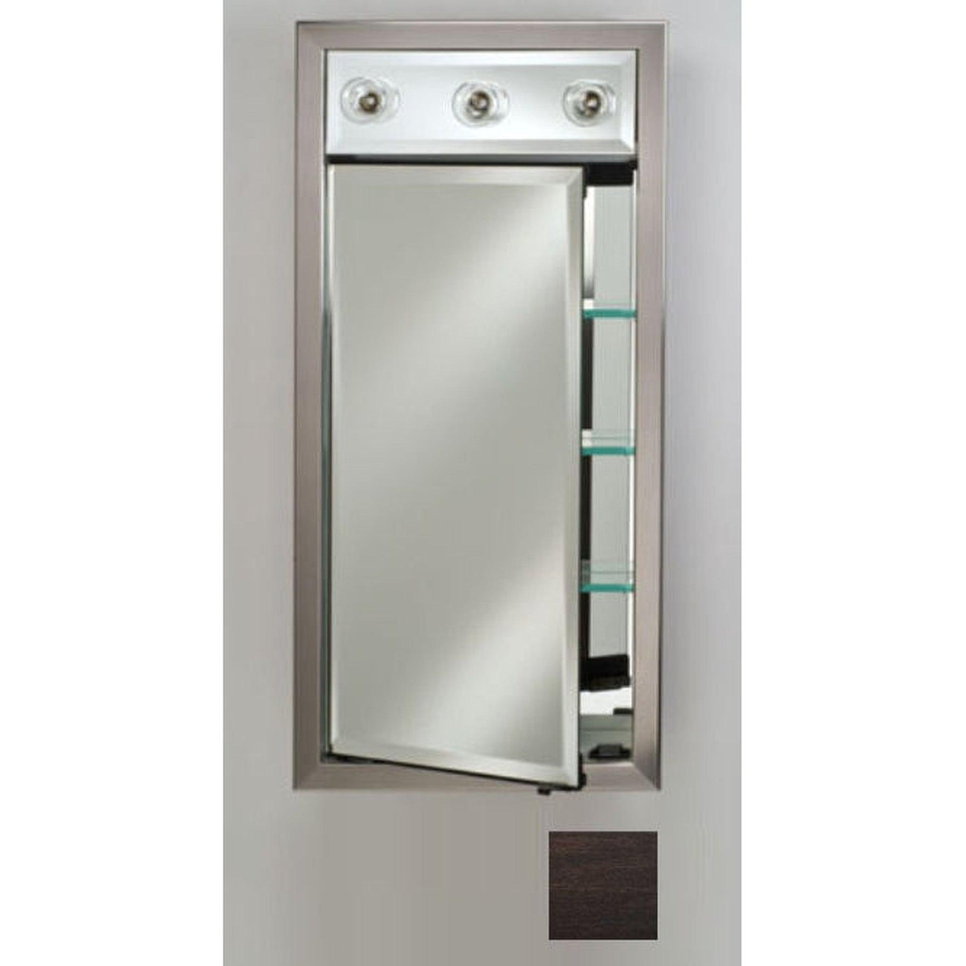 Afina Signature 17" x 40" Tribeca Espresso Recessed Right Hinged Single Door Medicine Cabinet With Contemporary Lights