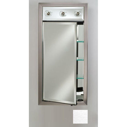 Afina Signature 17" x 40" Tribeca Satin Silver Recessed Right Hinged Single Door Medicine Cabinet With Contemporary Lights