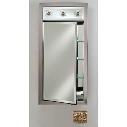 Afina Signature 17" x 40" Tuscany Antique Silver Recessed Left Hinged Single Door Medicine Cabinet With Contemporary Lights