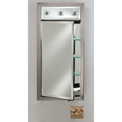 Afina Signature 17" x 40" Tuscany Antique Silver Recessed Right Hinged Single Door Medicine Cabinet With Contemporary Lights