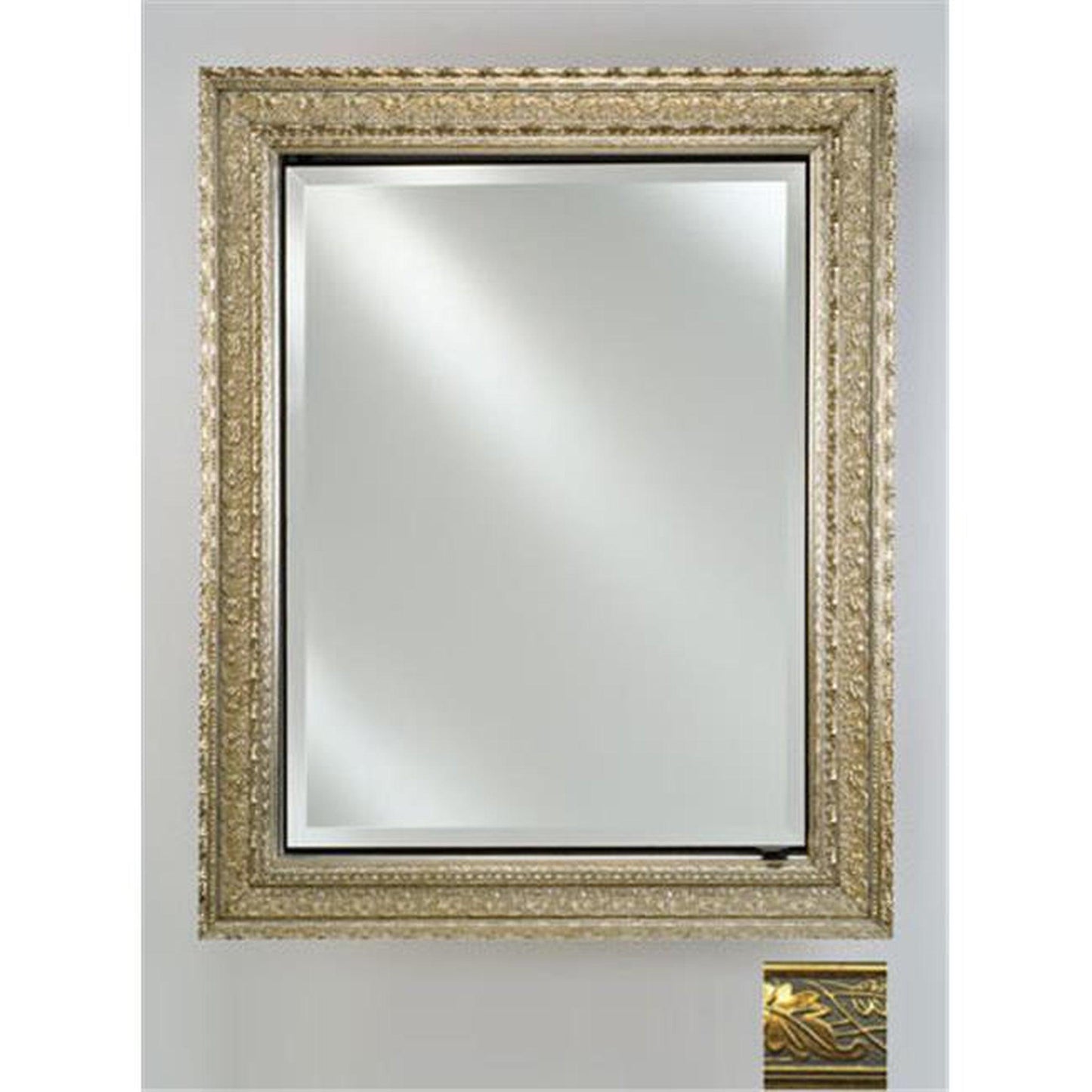 Afina Signature 20" x 26" Aristocrat Antique Gold Recessed Reversible Hinged Single Door Medicine Cabinet With Beveled Edge Mirror