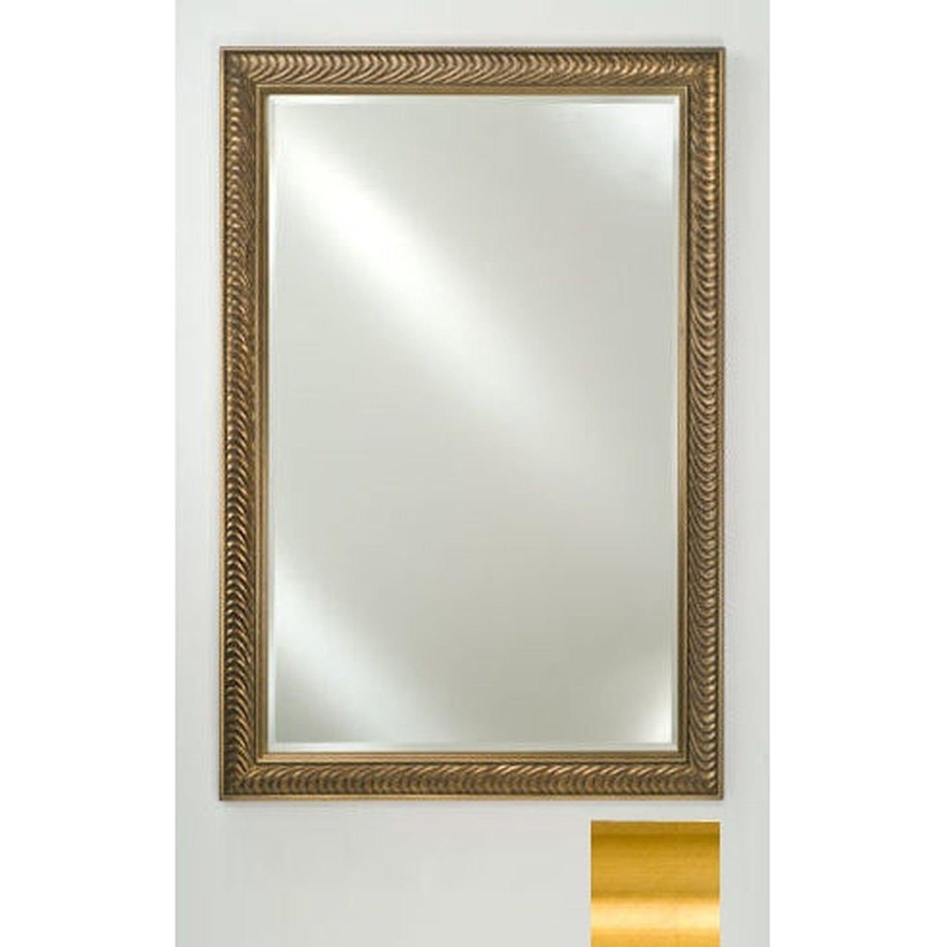 Afina Signature 20" x 26" Brushed Satin Gold Framed Mirror With Beveled Edge