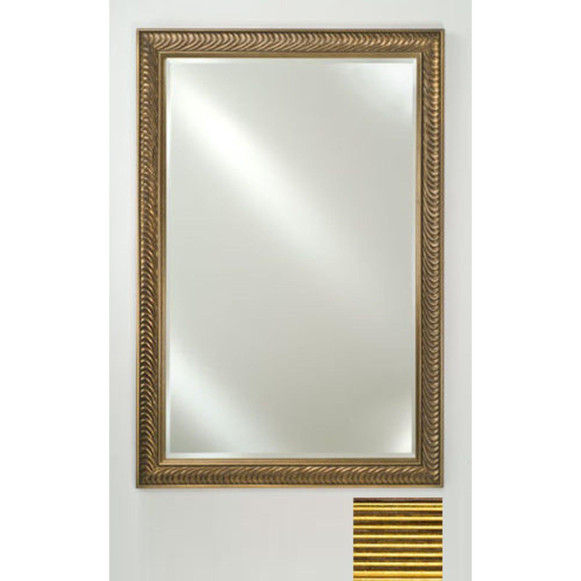 Afina Signature 20" x 26" Meridian Antique Gold With Antique Silver Caps Framed Mirror With Beveled Edge