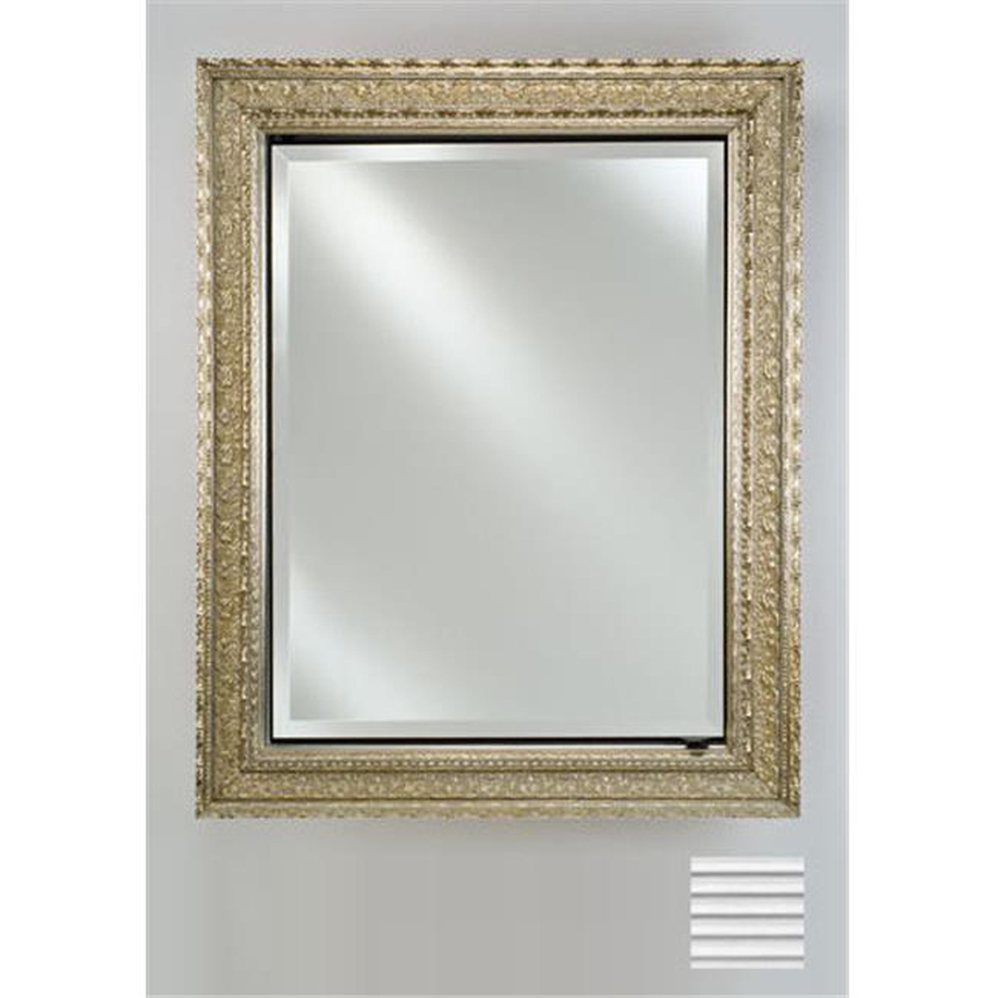 Afina Signature 20" x 26" Soho Fluted Chrome Recessed Reversible Hinged Single Door Medicine Cabinet With Beveled Edge Mirror