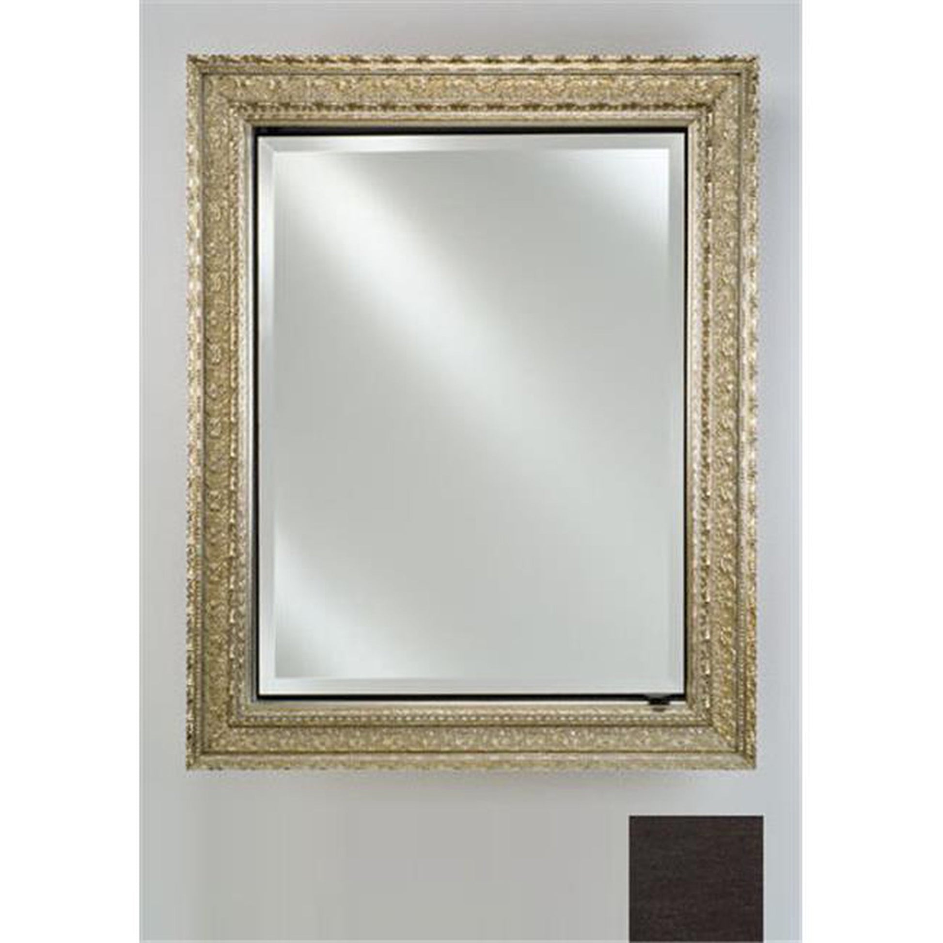 Afina Signature 20" x 26" Tribeca Espresso Recessed Reversible Hinged Single Door Medicine Cabinet With Beveled Edge Mirror