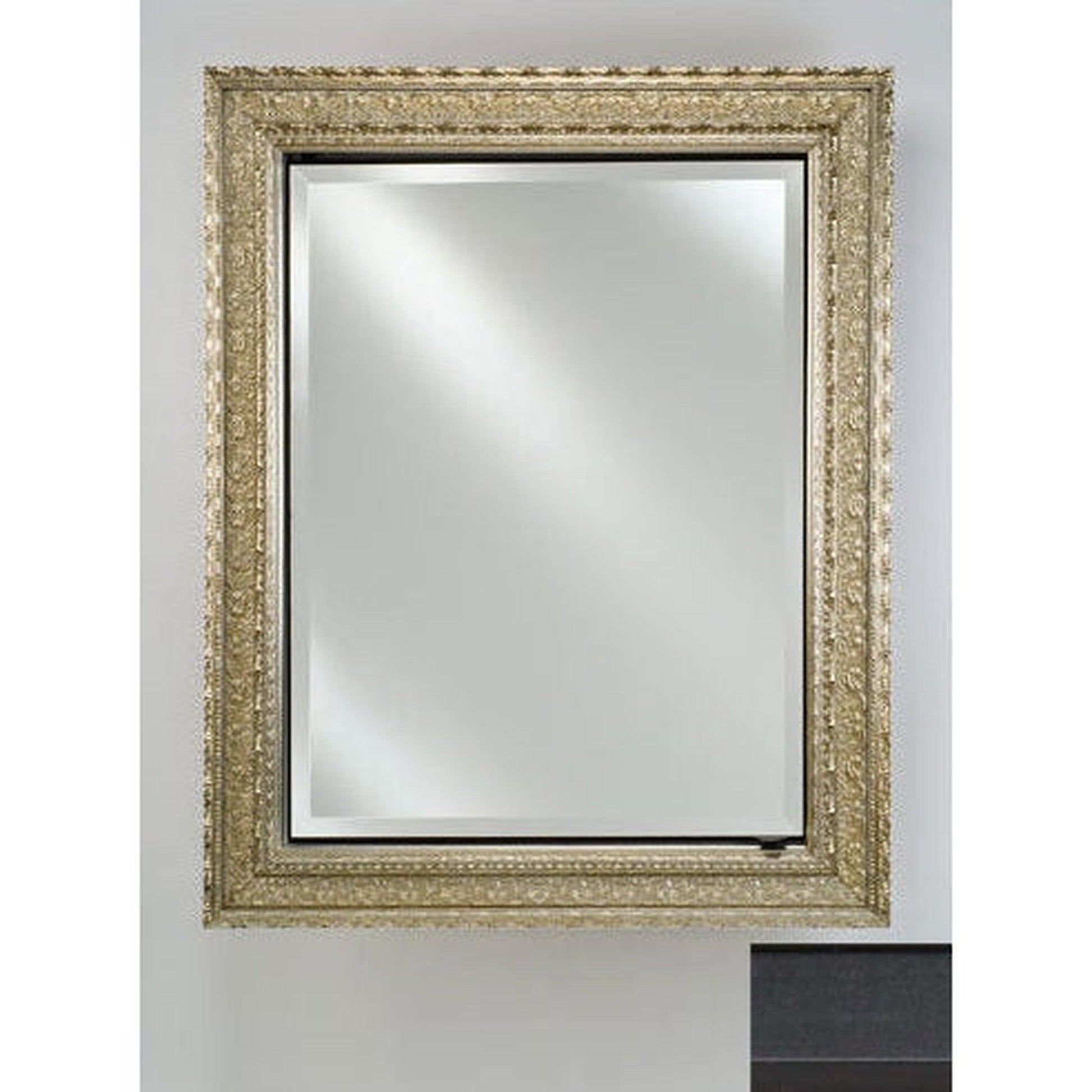 Afina Signature 20" x 30" Colorgrain Black Recessed Reversible Hinged Single Door Medicine Cabinet With Beveled Edge Mirror