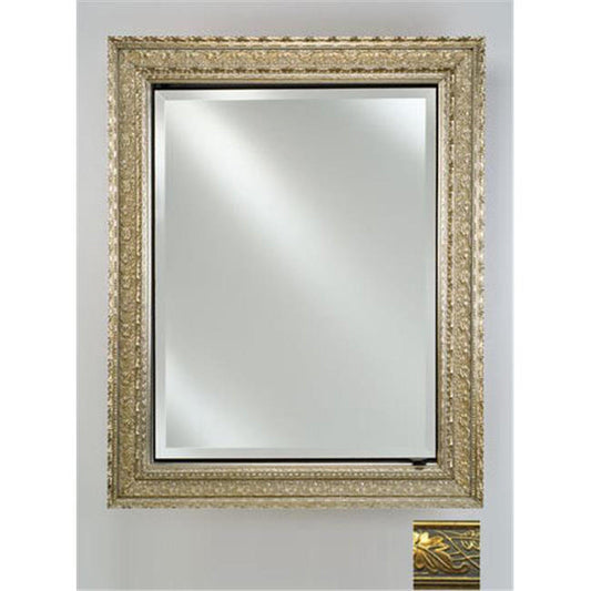 Afina Signature 24" x 30" Aristocrat Antique Gold Recessed Reversible Hinged Single Door Medicine Cabinet With Beveled Edge Mirror