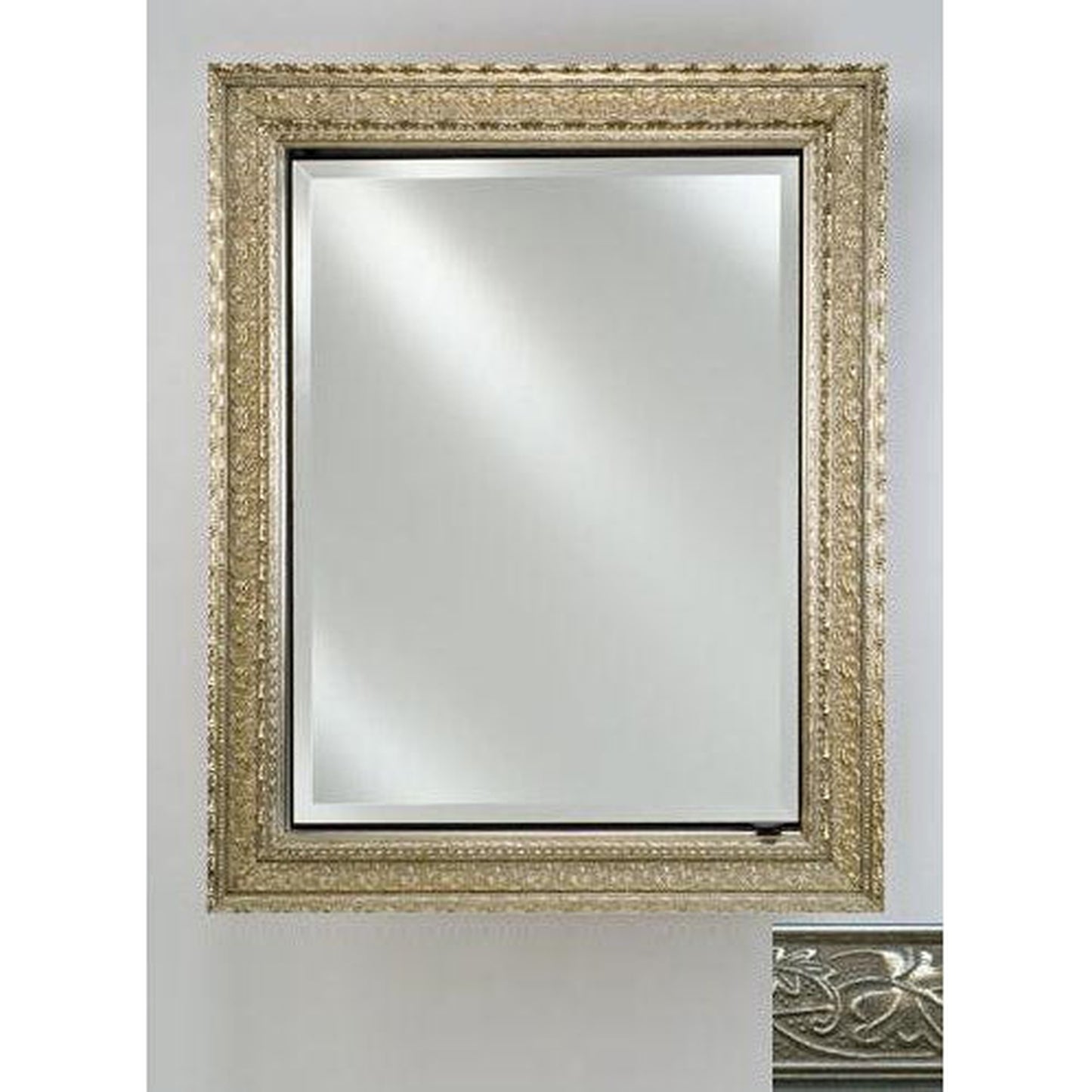 Afina Signature 24" x 30" Aristocrat Antique Silver Recessed Reversible Hinged Single Door Medicine Cabinet With Beveled Edge Mirror