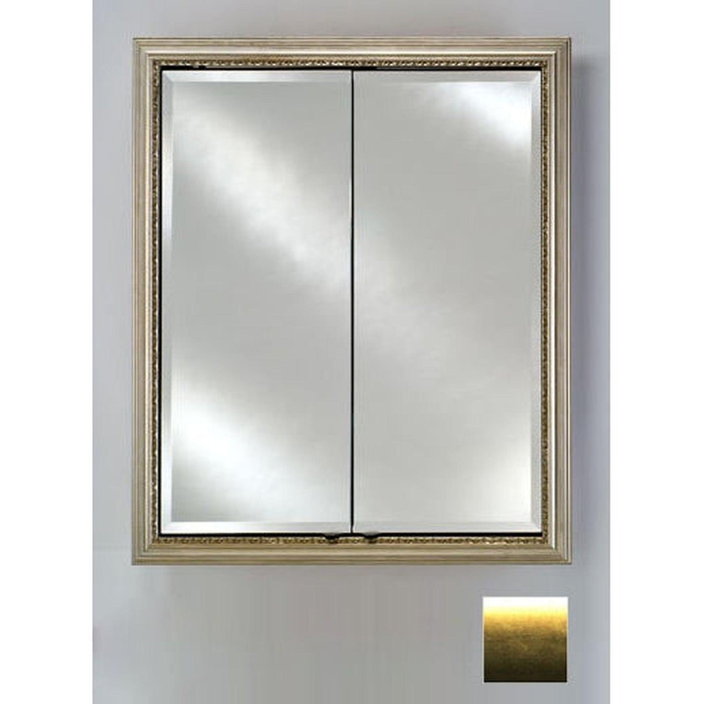 Afina Signature 24" x 30" Brushed Satin Gold Recessed Double Door Medicine Cabinet With Beveled Edge Mirror