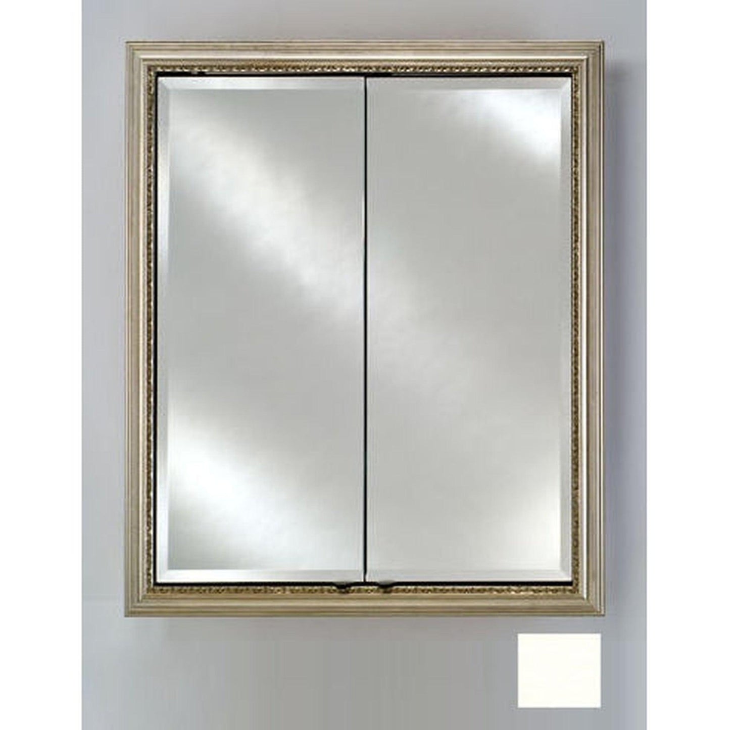 Afina Signature 24" x 30" Colorgrain White Recessed Double Door Medicine Cabinet With Beveled Edge Mirror