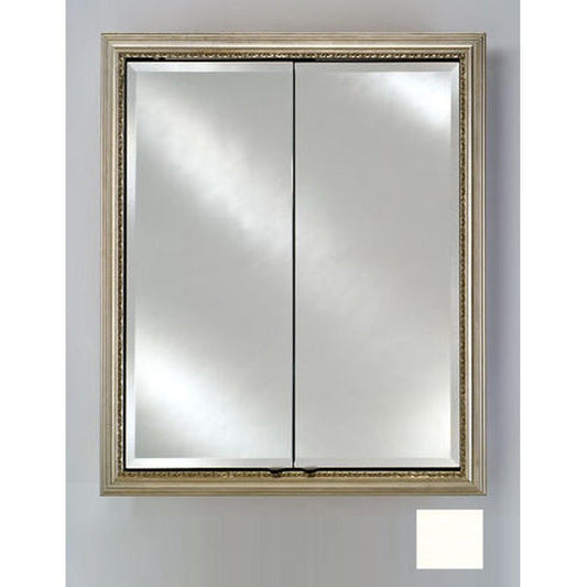 Afina Signature 24" x 30" Colorgrain White Recessed Double Door Medicine Cabinet With Beveled Edge Mirror